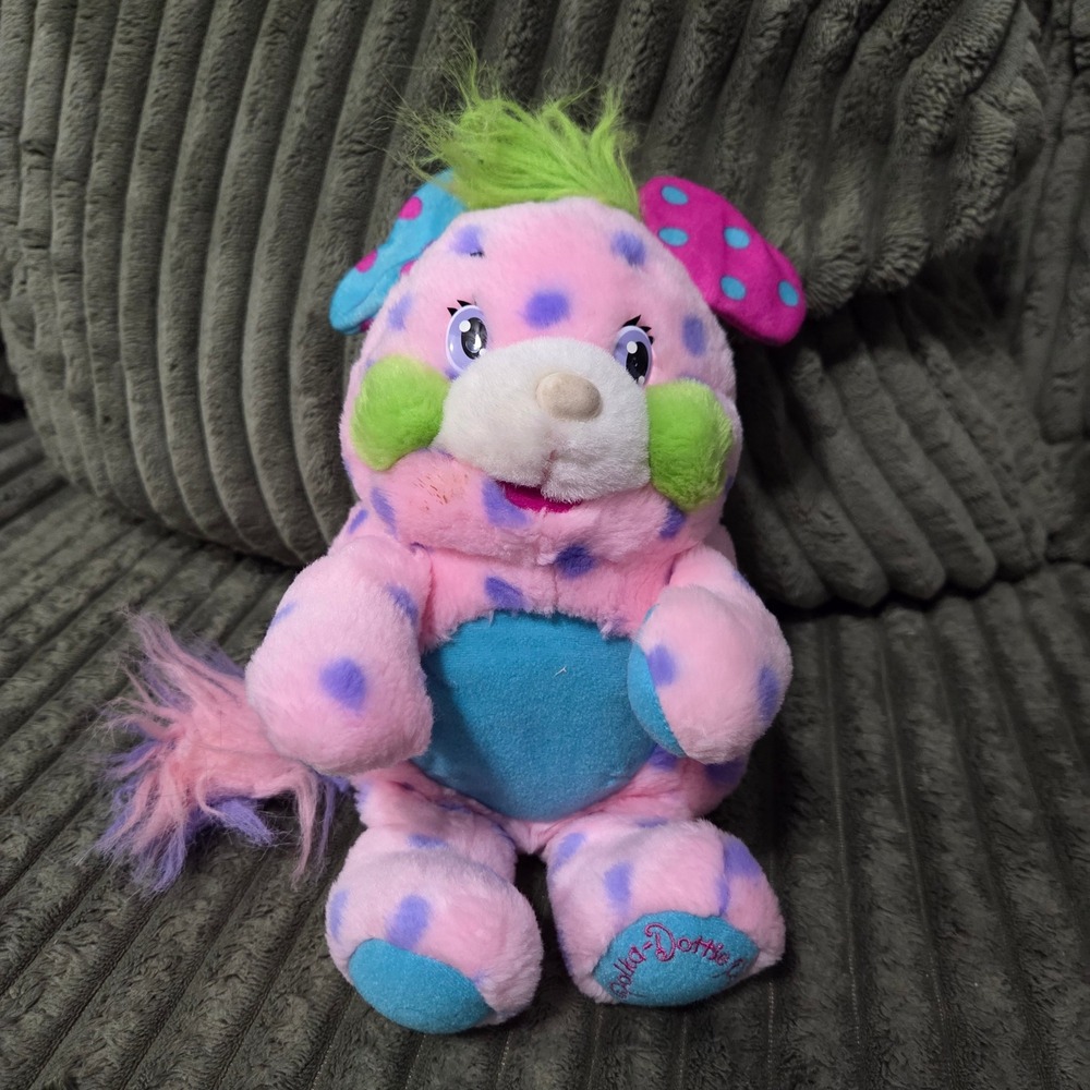 Popples Polka-Dottie Plush Pink Purple Polka Dot Toymax 2001 Vintage 14 Inch